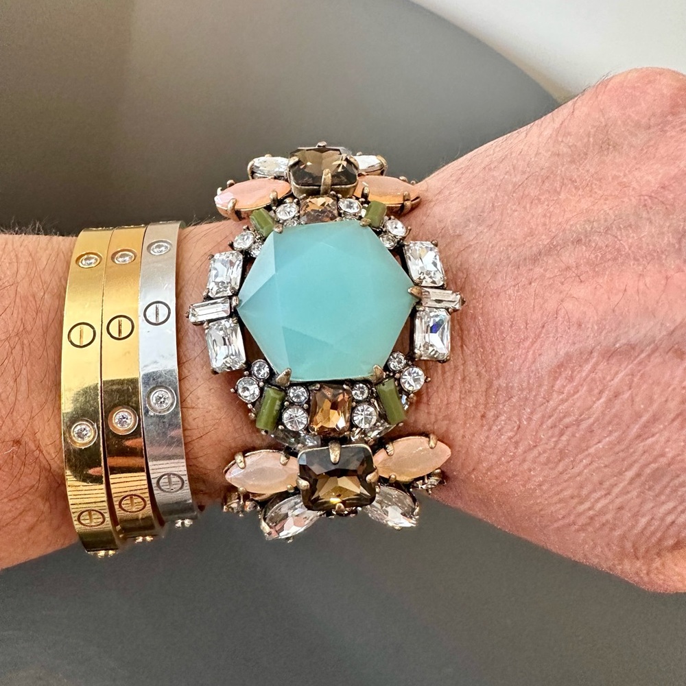 NWT Vintage RARE luxury J. Crew Art Deco Inspired Crystal Statement Bracelet - Picture 8 of 17